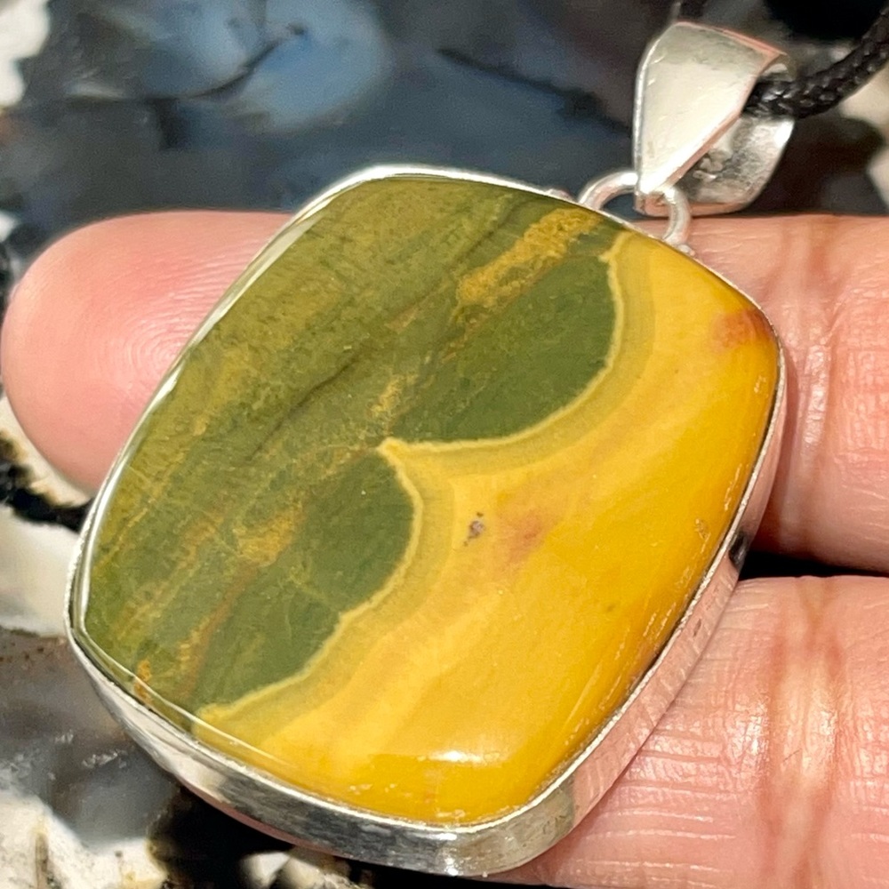 Rainforest Rhyolite Jasper Pendant 1 7/8”